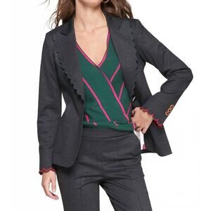 NEW VILAGALLO hillary embroidered long sleeve blazer in black